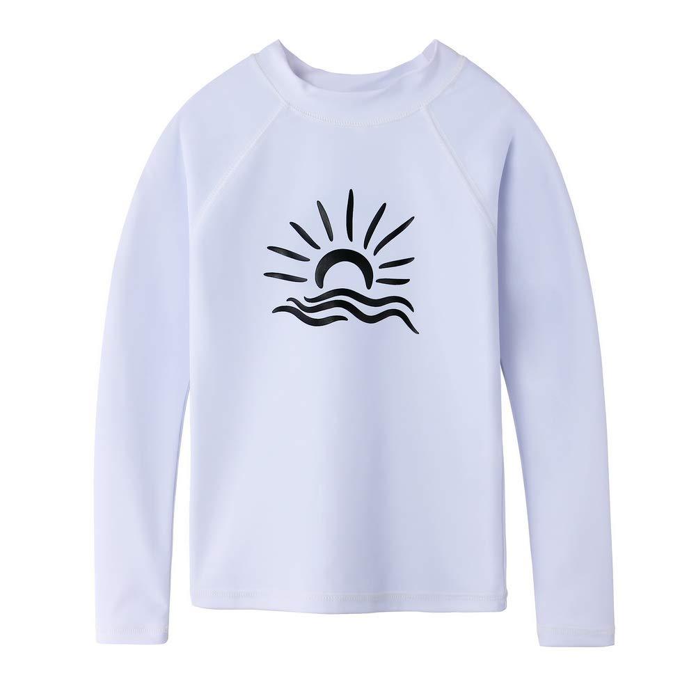 [AUSTRALIA] - TFJH E Girls & Boys Long Sleeve Rashgurad Swimsuit UPF 50+ Kids Swimwear Sunsuits White 6-7 Years 