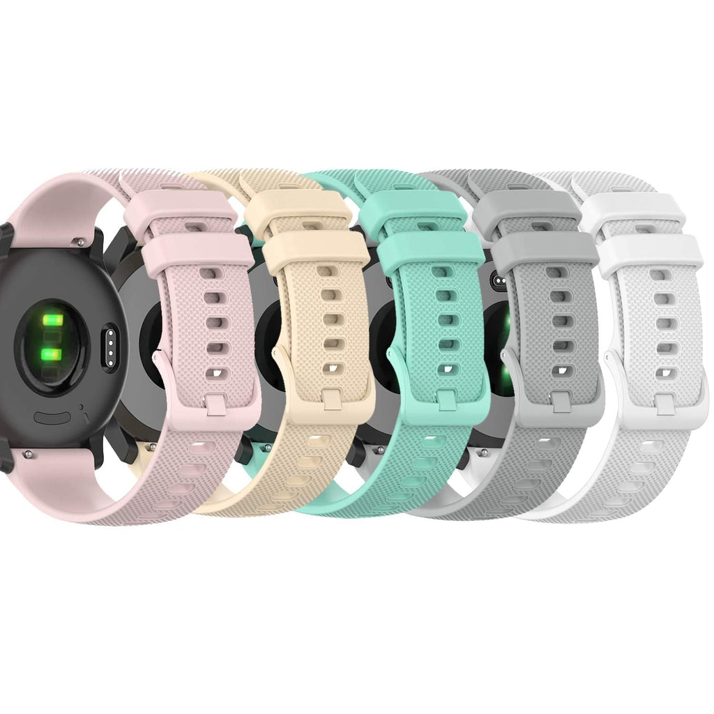 RuenTech Bands Compatible with Garmin Vivoactive 4S / Vivomove 3S Band Silicone Quick Release Straps 18MM Replacement Wristband (Pink/Beige/Teal/Orange/Sangria) Pink/Beige/Teal/Orange/Sangria - BeesActive Australia