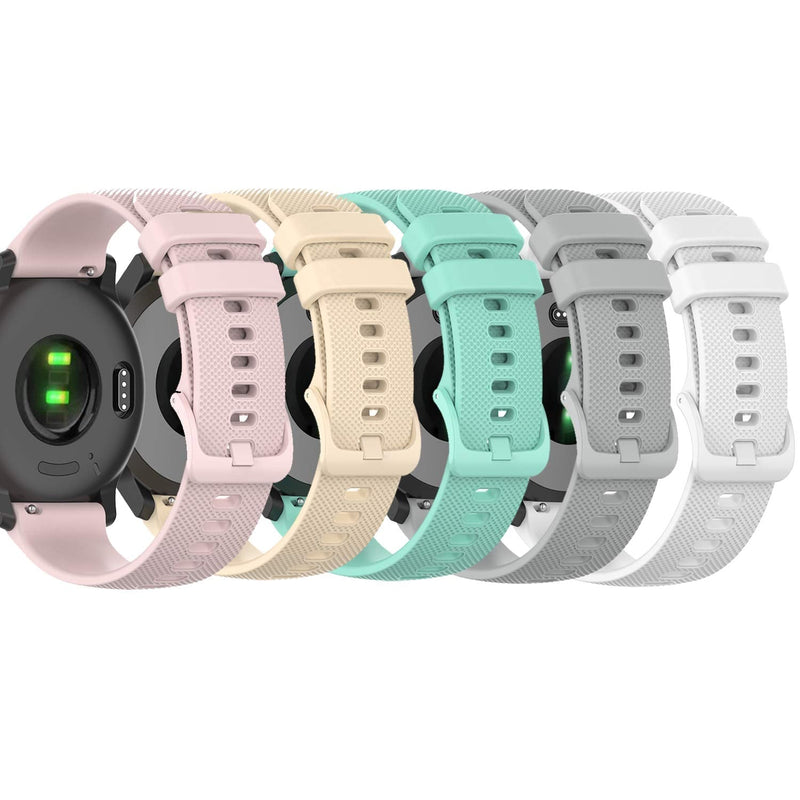 RuenTech Bands Compatible with Garmin Vivoactive 4S / Vivomove 3S Band Silicone Quick Release Straps 18MM Replacement Wristband (Pink/Beige/Teal/Orange/Sangria) Pink/Beige/Teal/Orange/Sangria - BeesActive Australia