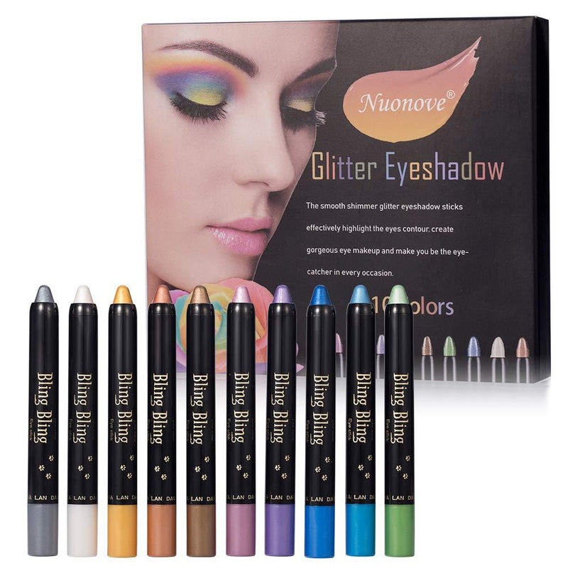 Eyeshadow Stick, Waterproof Eyeshadow, Eyeshadow Glitter, Eyeshadow Pencil, Ultra Pigmented Makeup Eye Shadow Powder Long Lasting Eye Shadow Pen Set 10 Colors - BeesActive Australia