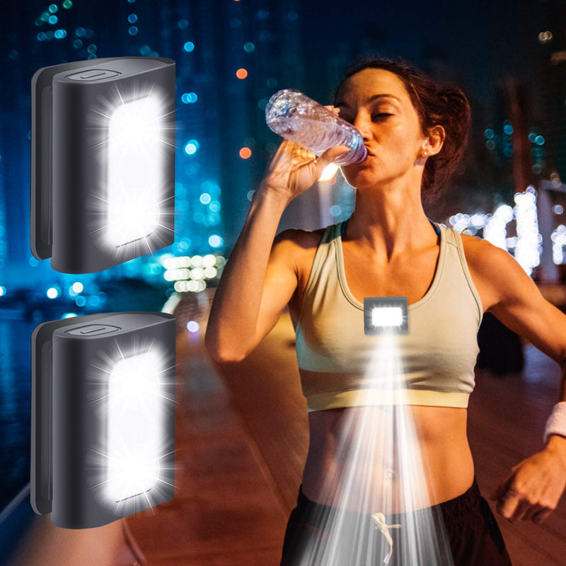 Running Light, 2Pack Reflective Running Gear for Runners, USB Rechargeable LED Light, Clip on Running Lights with Runners and Joggers for Camping, Hiking, Running, Outdoor Adventure cool black - BeesActive Australia
