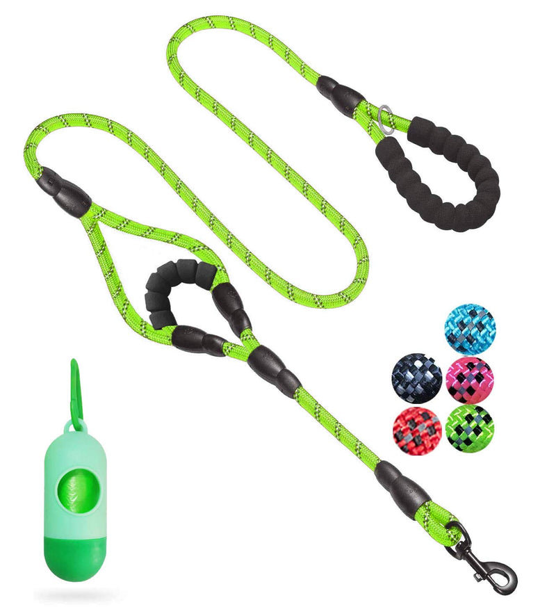 JSXD Dog Leash,5FT Heavy Duty Double Handle Dog Leash with Comfortable Padded and Reflective,Rope Dog Leashes for Small,Medium,Large Dogs Rope-Green - BeesActive Australia