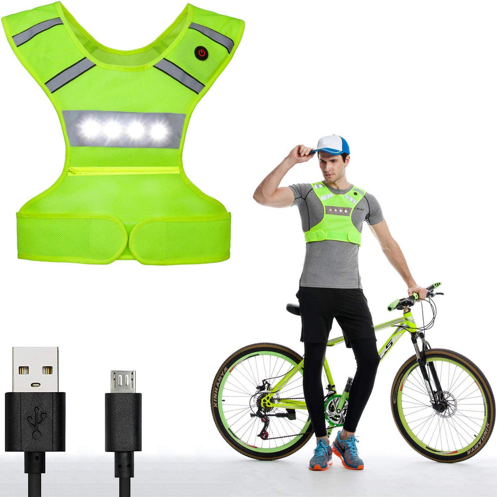 AMNQUERXUS Machine Washable Reflective Running Vest with LED Lights USB Rechargeable Safety Gear with Adjustable Waist, High Visibility Light Up Flashing Vest Gifts for Men Women Kids Dog Walking Large/X-Large - BeesActive Australia