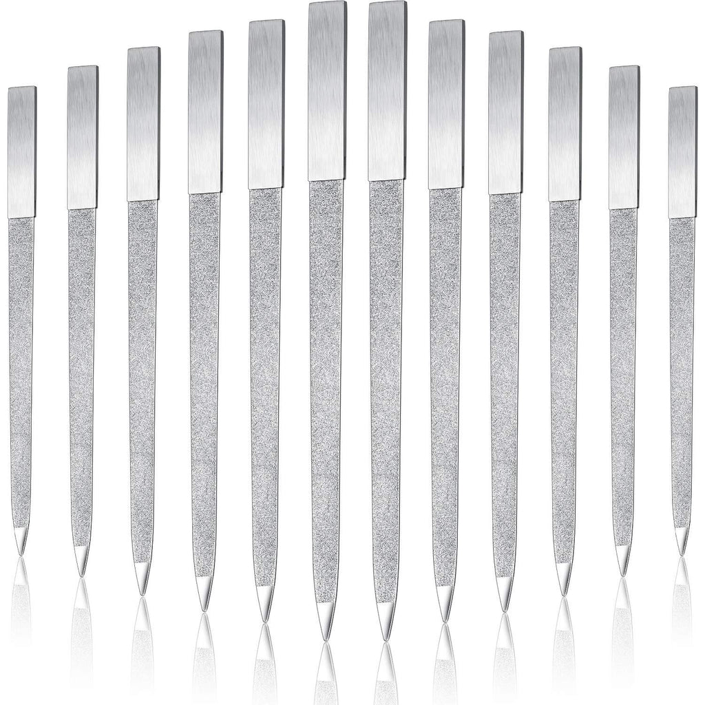 12 Pack Diamond Nail File 7 Inch Stainless Steel Double Side Nail File Metal File Buffer Fingernails Toenails Manicure Files for Men Women Salon Home and Travel - BeesActive Australia