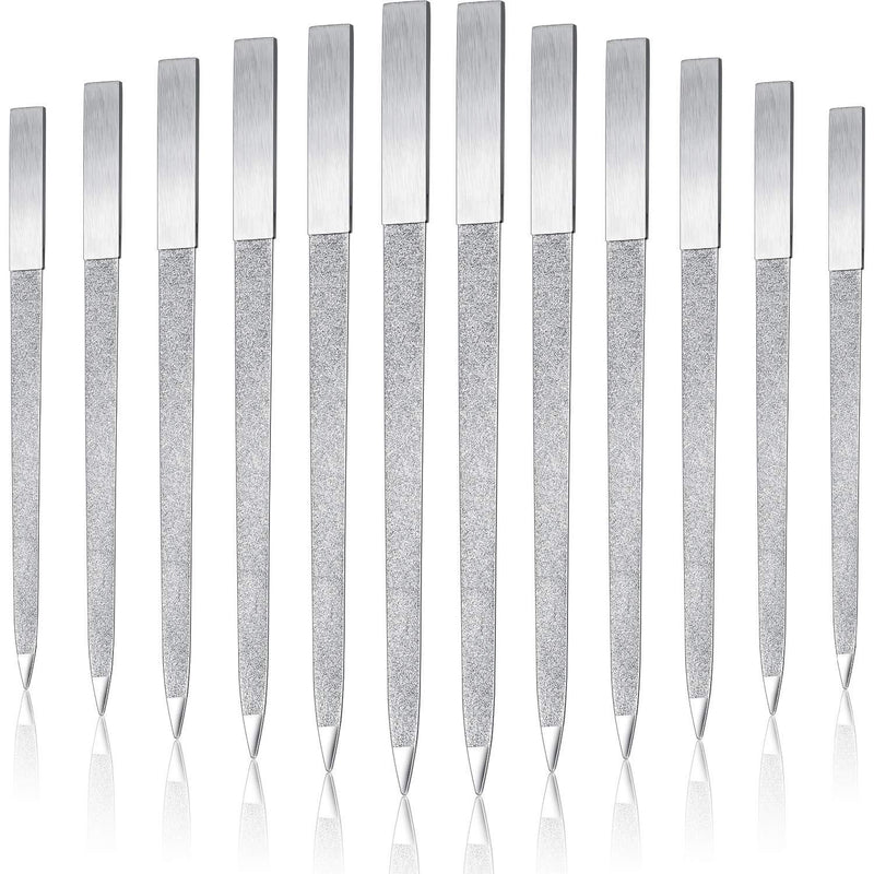 12 Pack Diamond Nail File 7 Inch Stainless Steel Double Side Nail File Metal File Buffer Fingernails Toenails Manicure Files for Men Women Salon Home and Travel - BeesActive Australia