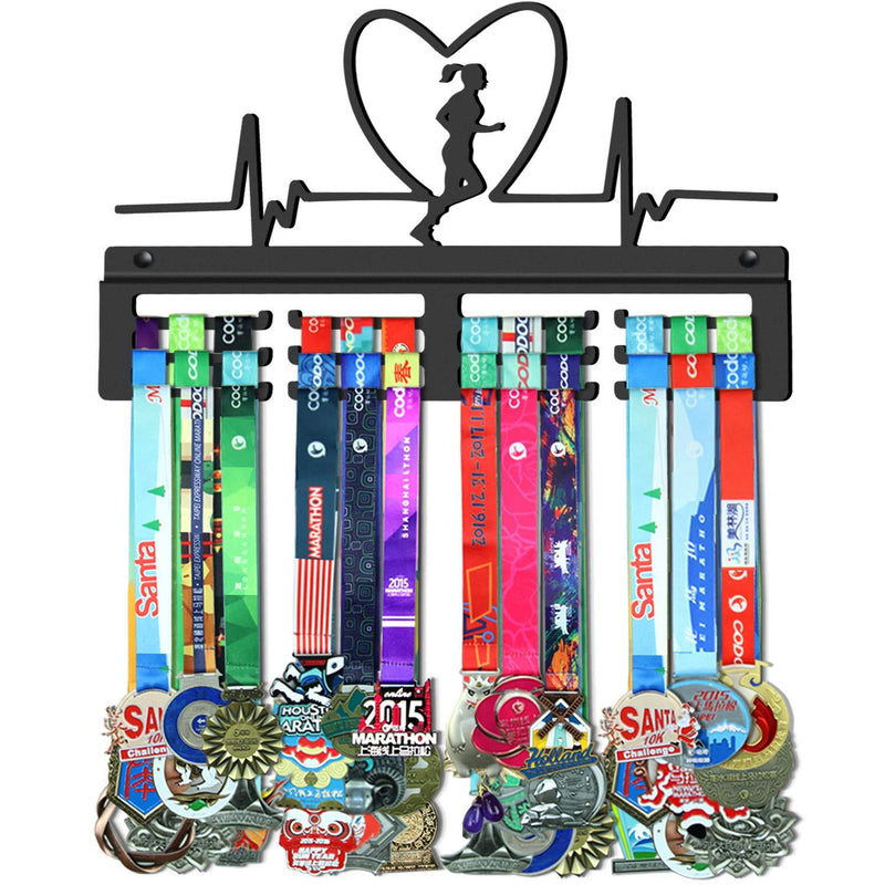 GENOVESE Medal Hanger for Women's Running,Marathon Medals Display Rack,Black Sturdy Steel Metal Holder,Wall Mount Over 50 Medals - BeesActive Australia