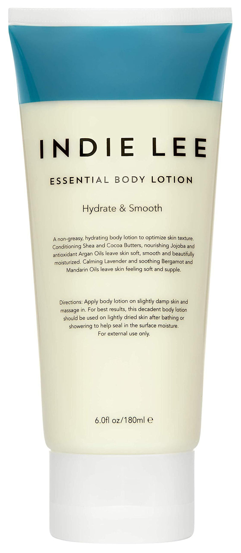 Indie Lee Essential Body Lotion - Daily Moisturizing Body Butter with Organic Ingredients, Shea + Cocoa Butter - Hydrating Cream for Soft, Supple Complexion - For All Skin Types (6oz / 180ml) 6 Ounce / 180ml - BeesActive Australia