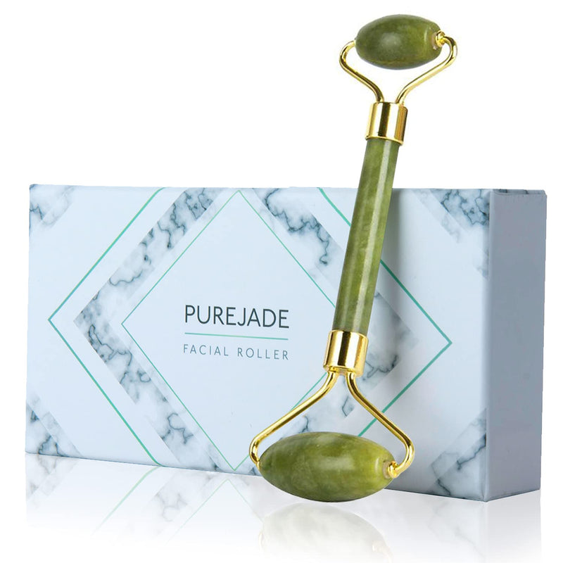 Jade Roller for Face Facial Beauty Roller Massage Skin Care Tool for Eyes & Face Relieve Fine Lines and Wrinkles Natural Jade Stone (Dark Green) Dark Green - BeesActive Australia