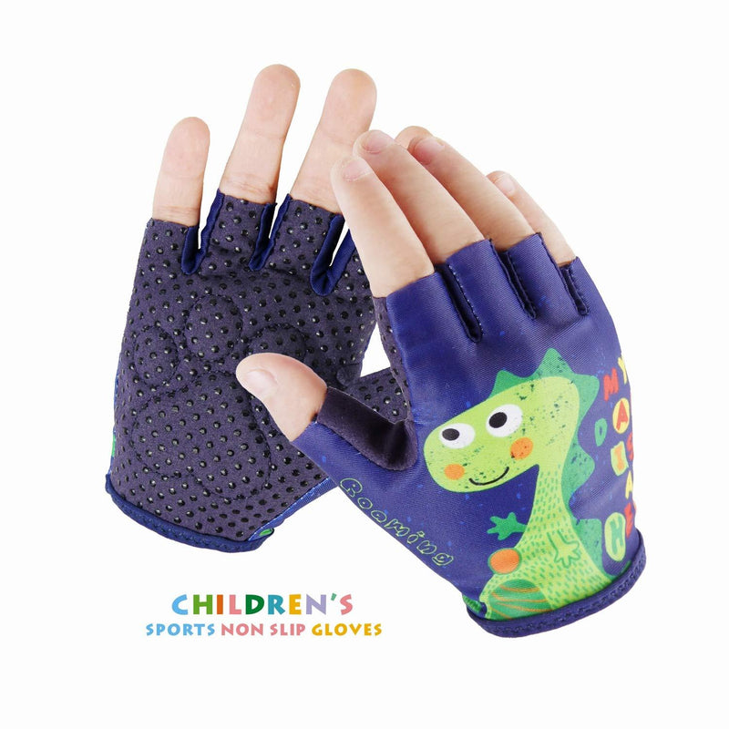 [AUSTRALIA] - Kids Half-Finger Monkey Bar Gloves for Age 1-9 Boys Girls Climbing Biking Good Grip Control Gloves for Gymnastics Balance Boards Outdoor Sports Blue Medium 