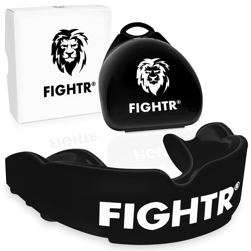 FIGHTR® Premium Mouth Guard - for Excellent Breathing & Easy to fit | Sports Mouth Guard for Boxing, MMA, Football, Lacrosse, Hockey and Other Sports | incl. hygienic Box Allblack - BeesActive Australia