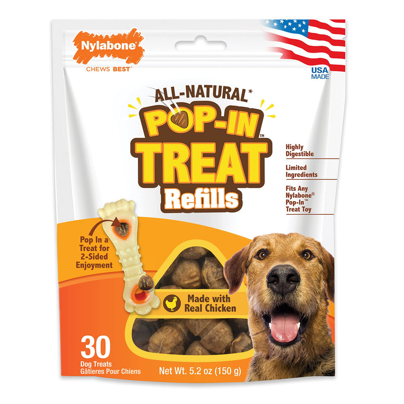 Nylabone Power Chew Knuckle Bone & Pop-in Treats Treat Refill Chicken 1 Count (Pack of 30) - BeesActive Australia