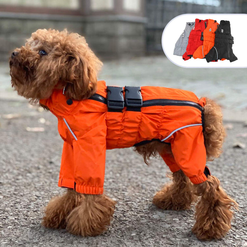 Dogs Waterproof Jacket, Lightweight Waterproof Jacket Reflective Safety Dog Raincoat Windproof Snow-Proof Dog Vest for Small Medium Large Dogs M (back 14") Orange - BeesActive Australia
