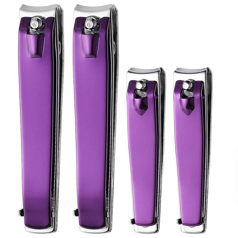 JXS 4 Pcs Purple Nail Clippers, Fingernail and Toenail Clipper, Sharp and Durable Nail Cutter with Nail File 4*Purple - BeesActive Australia