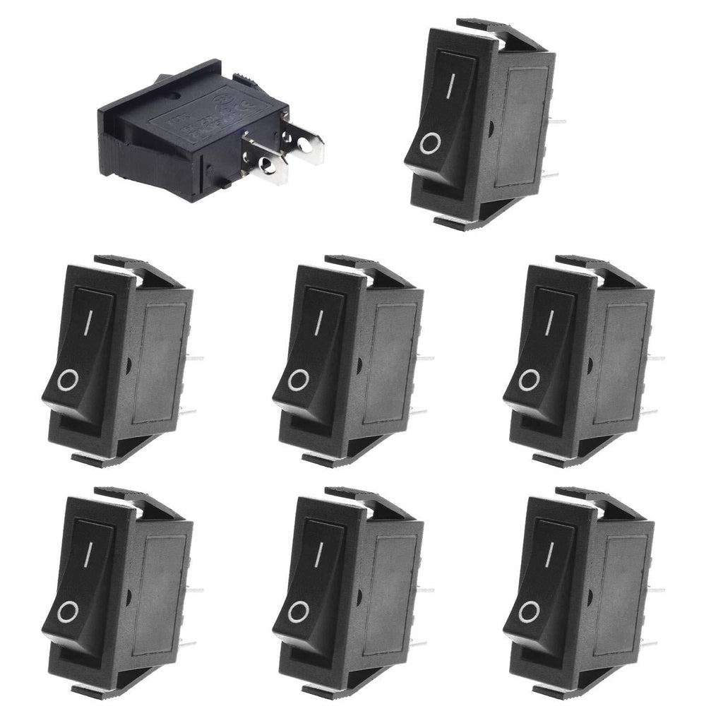 [AUSTRALIA] - QTEATAK 8 Pcs SPST Snap-in ON-Off 2 Pin Snap Rocker Boat Switch Black AC 250V 15A 125V 20A for Car Auto Boat Household Appliances 