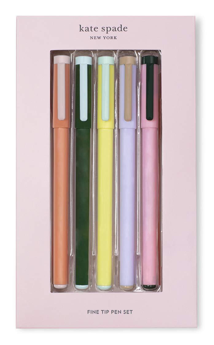 Kate Spade New York Black Ink Fine Tip Pen Set of 5, Colorblock - BeesActive Australia
