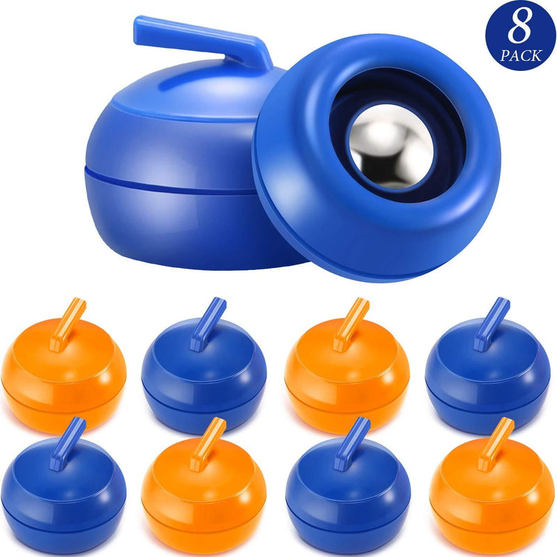 8 Pieces Tabletop Curling Game Pucks Replacement Shuffleboard Rollers Sliding Bead Games for Kids and Adults Blue, Orange - BeesActive Australia