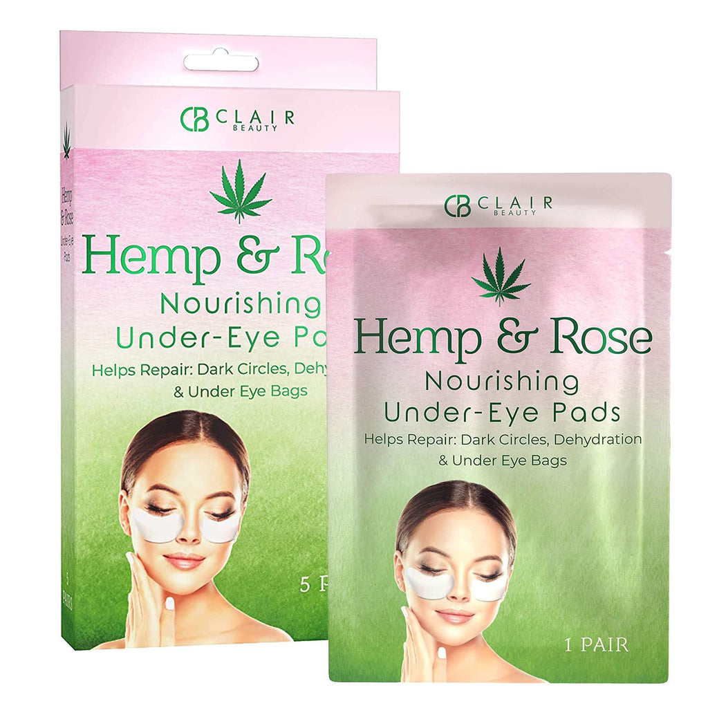 CLAIR BEAUTY Hemp & Rose Nourishing Under Eye Mask Patches - Moisturizing & Replenishing | Reduces Fine Lines & Wrinkles | Reduces Dehydration & Puffiness | Made in Korea - 5 Pairs - BeesActive Australia
