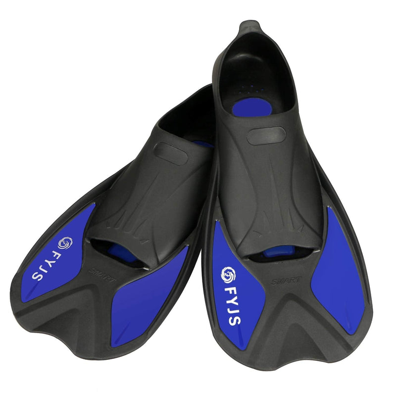 F FYJS Short Swim Fins, Travel Size Diving Flippers with Mesh Carrying Bag for Adult Men Women Blue S(MENS:5-6;WOMENS:6-7) - BeesActive Australia