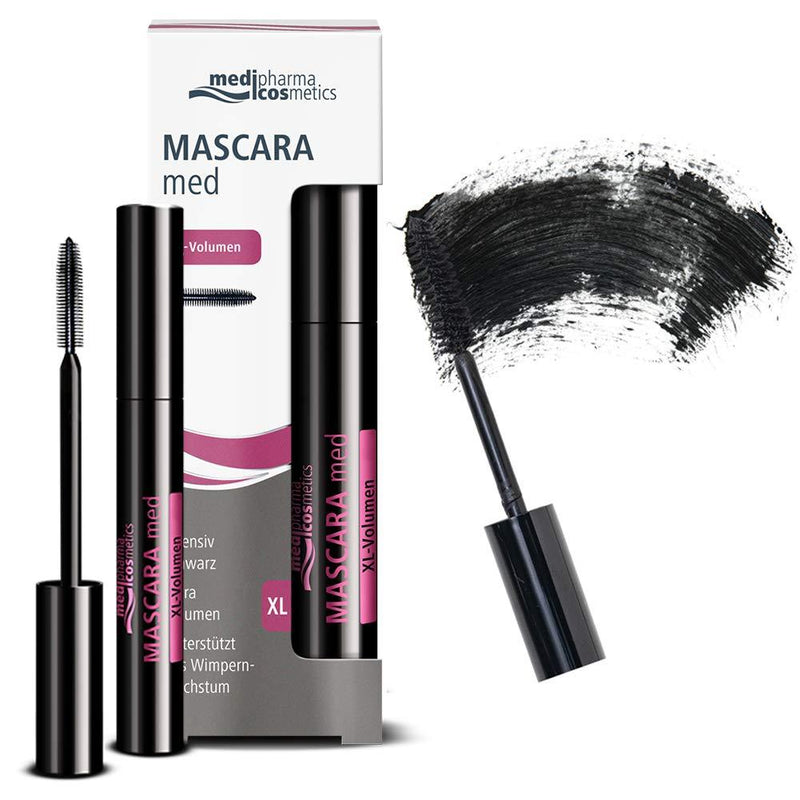 Medipharma Cosmetics Black Mascara Med XL Volume - Natural Paraben Free Eyelash Growth Mascara for Stronger Longer Eyelashes - Made for Sensitive Eyes, Contact Lens, Best Eye Makeup - BeesActive Australia