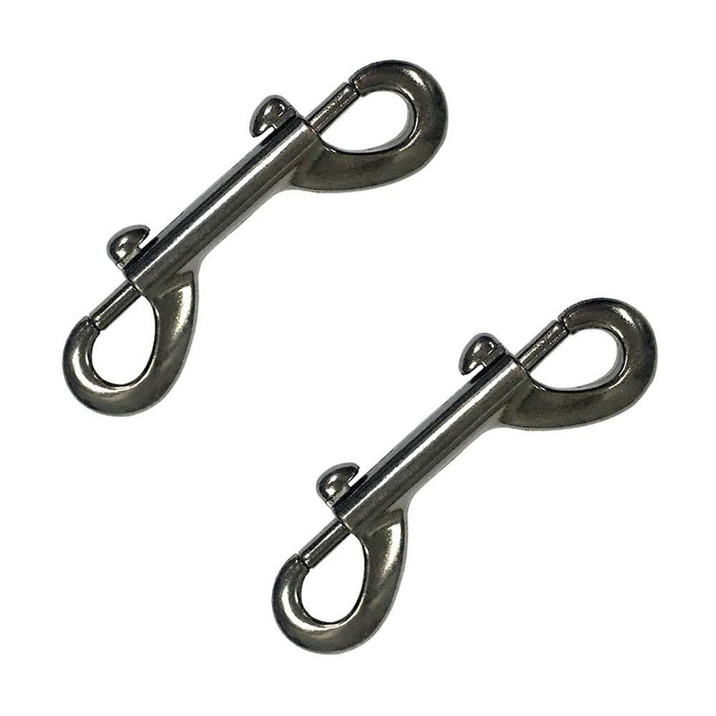 Huture 2 Pack 3.5” Double Ended Bolt Snaps Hook Zinc Alloy Trigger Chain Metal Clips Key Holder for Water Bucket Pet Feed Bucket Agricultural Equine Home Dog Leash Garage Use, Nickel Plated, Black - BeesActive Australia