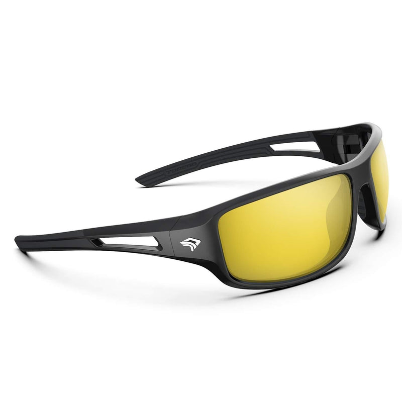 Torege Polarized Sports Sunglasses for Men Women Cycling Running Driving Fishing Golf Glasses Saltwater Resistant TR03 Black Frame & Yellow Lens - BeesActive Australia