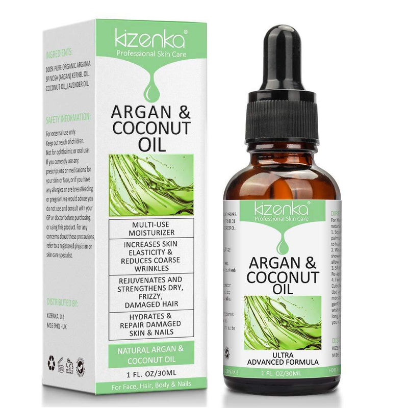 NATURAL Argan Oil + Coconut Oil For Face, Hair, Skin & Body - 100% Cold Pressed Moroccan Argan Oil - Reduces Wrinkles, Improves Skin Hydration & Increases Skin Elasticity - BeesActive Australia