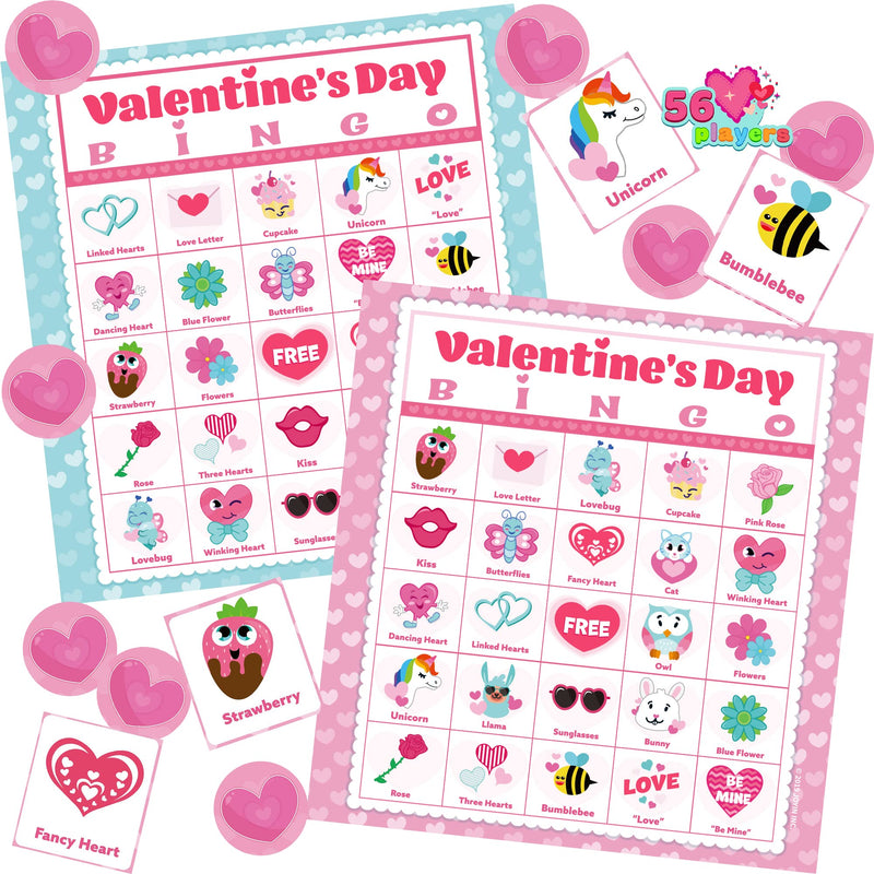 JOYIN 56 Players Valentines Day Bingo Cards (5x5) for Kids School Classroom Exchange Gift Rewards, Valentine’s Fun Party Favor Games, Indoor Family Activities. - BeesActive Australia