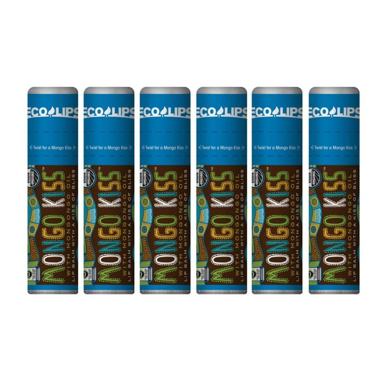 Eco Lips - Mongo Kiss Lip Balms - 100% Natural, Unflavored, Unscented, Lip Balms Featuring Organic Mongongo Oil - Made in USA (6 Tubes) - BeesActive Australia