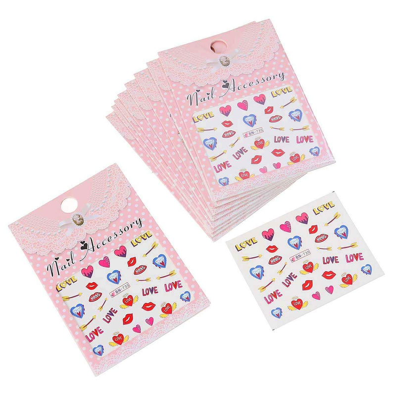 BinaryABC Valentines Day Nail Art Stickers Self-Adhesive Nail tip Decals,Valentines Day Decorations Supplies(10 Sheet) - BeesActive Australia