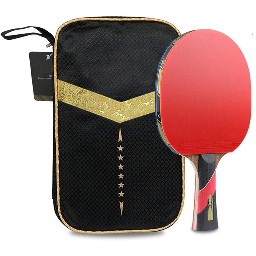 Professional Table Tennis Racket 6 Star Wenge Wood & Carbon Fiber Blade Sticky Pimples-in Rubber Super Powerful Ping Pong Racket Bat Paddle Portable Storage Case ITTF Approved 6 star Shake-hand Grip Type - BeesActive Australia