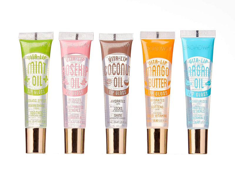 [ 5 PACK ] Broadway Vita-Lip Gloss. Mint Oil & Coconut Oil & Rosehip Oil & Mango Butter & Argan Oil - BeesActive Australia