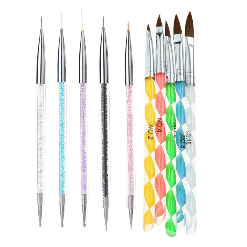 Lurrose 10pcs Nail Brush Pens Kit Liner Brushes and Gel Painting Dotting Pen Nail Painting Brush Acrylic Nail Brush Pens DIY Nail Art Supplies - BeesActive Australia