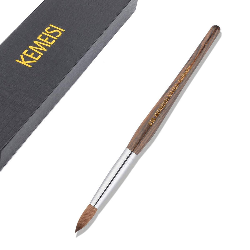 KEMEISI Luxurious Gift Box 100% Kolinsky Sable Acrylic Nail Art Brush Yellow Sandal Wood Pen Nail Brush for Nail Art Manicure Tool Round #8,10,12,14,16 (#16) #16 - BeesActive Australia