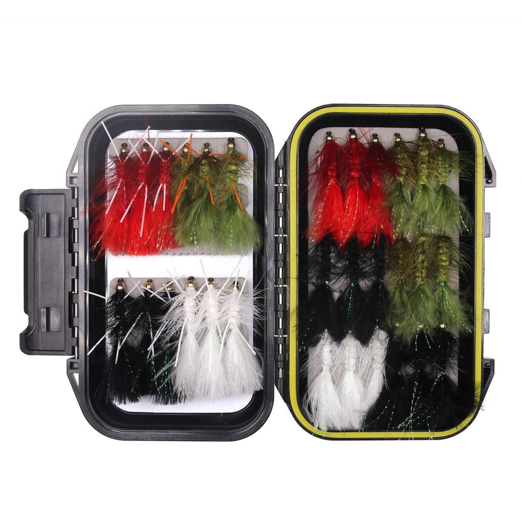 [AUSTRALIA] - Wifreo 30PCS Wooly Bugger Fly Trout Fishing Streamer Assortment with Waterproof Fly Box 