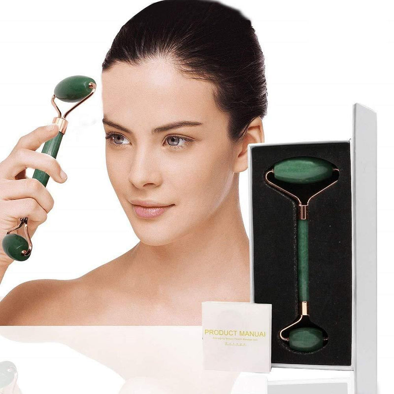Dofash jade roller facial massage green quarz Zine-alloy jade roller with box for women(green-A) - BeesActive Australia