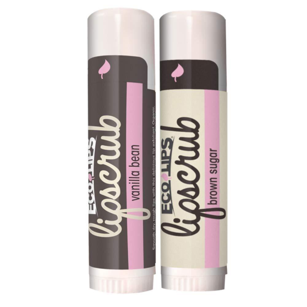 Eco Lips LipScrub Sugar Scrub Sticks - Brown Sugar & Vanilla Bean - 100% Natural Lip Care Treatment with Organic Sugar and Coconut Oil - Gently Exfoliate & Polish Dry, Flaky Lips, 100% Edible 2-Pack - BeesActive Australia
