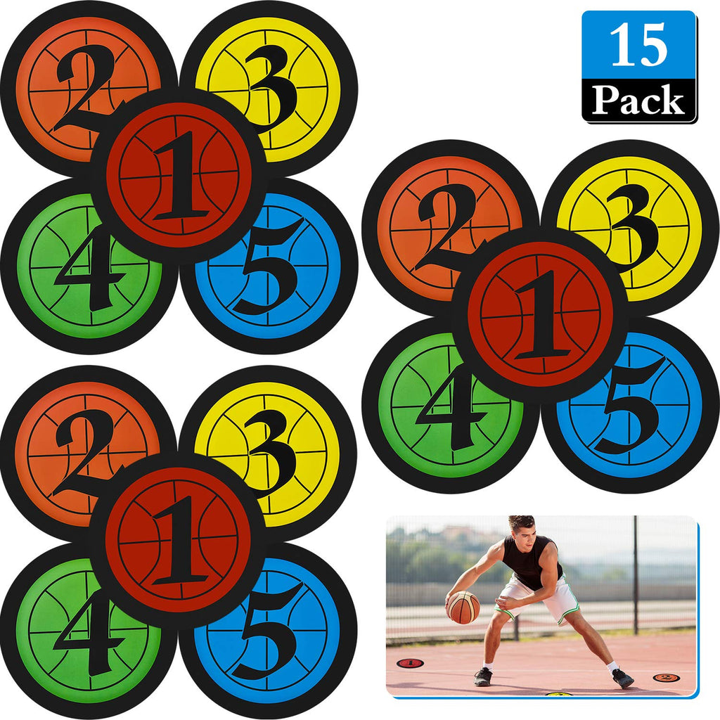 Outus 15 Pieces Basketball Training Marker Stickers Number Floor Spot Markers Flat Disc Markers 7.5 Inch Poly Vinyl Sports Waterproof Markers - BeesActive Australia