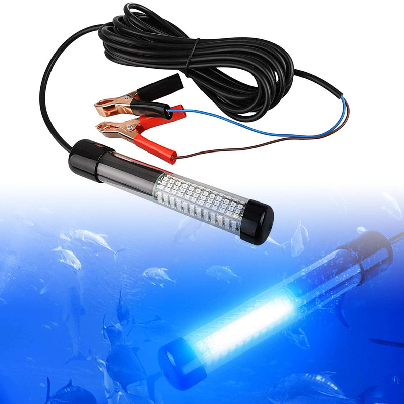12V 14W 30W 180 LED Submersible Fishing Light Underwater Night Fishing Finder Crappie Squid Light Lure Bait Boat Shad Shrimp Fish Finder Lamp, Deep Drop Water Ice Fishing Attracting Light with 5M Cord Blue - BeesActive Australia