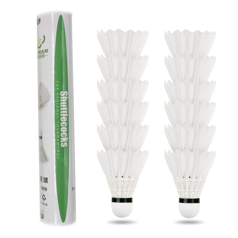 ZHENAN 12-Pack Feather Badminton Shuttlecocks with Great Stability and Durability,Shuttlecock Indoor Outdoor Sports Hight Speed Training Badminton Birdie Balls White - BeesActive Australia