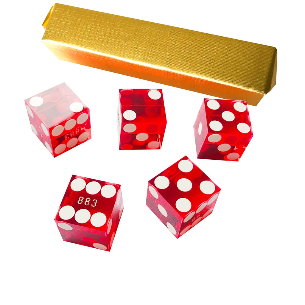 Yuanhe Set of 5 Grade AAA Precision 19mm Serialized Casino Craps Dice with Razor Edges and Corners (5 Colors Available) Red - BeesActive Australia