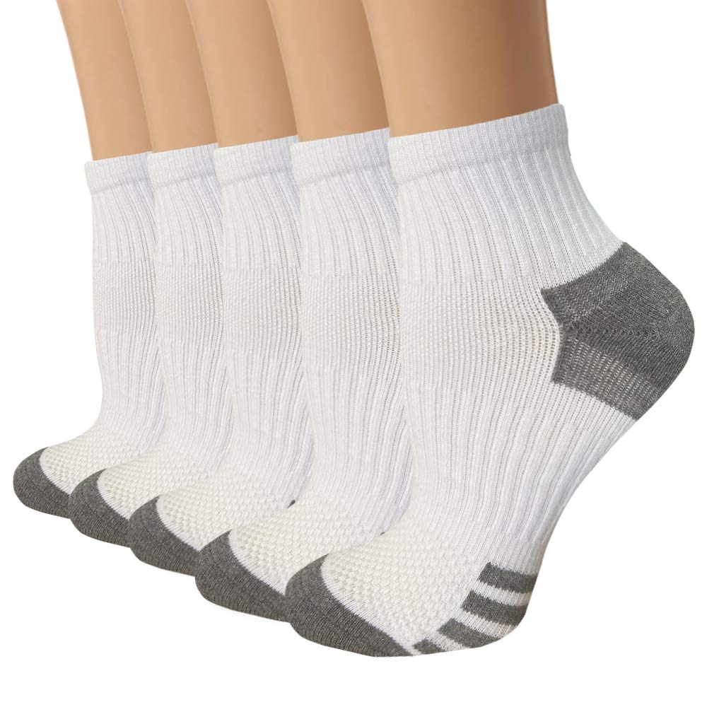 Copper Compression Socks for Men & Women Circulation-Ankle Plantar Fasciitis Socks Support for Athletic Running Cycling A03 - White Large-X-Large - BeesActive Australia