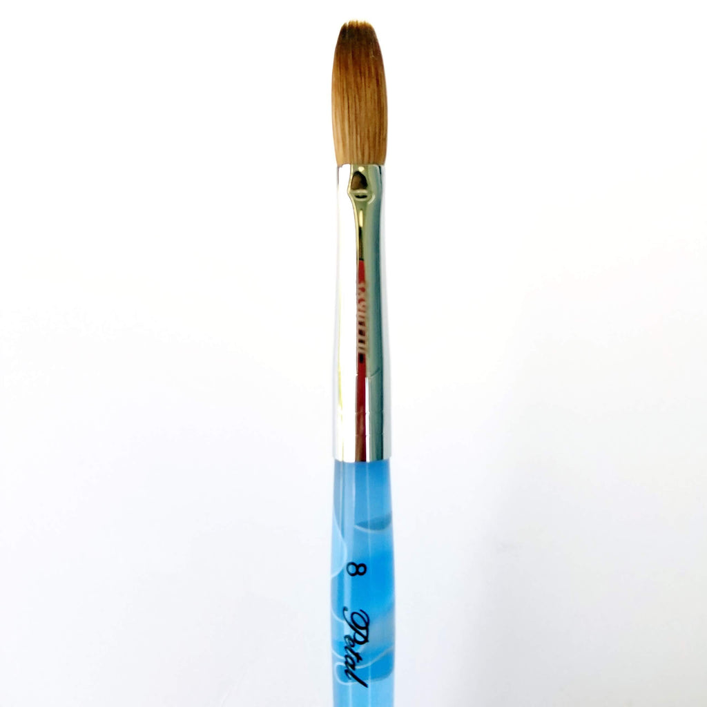 Kolinsky CRIMPED Blue Marble Handle Petal Acrylic Powder Nail Brush (Size 8) Size 8 - BeesActive Australia