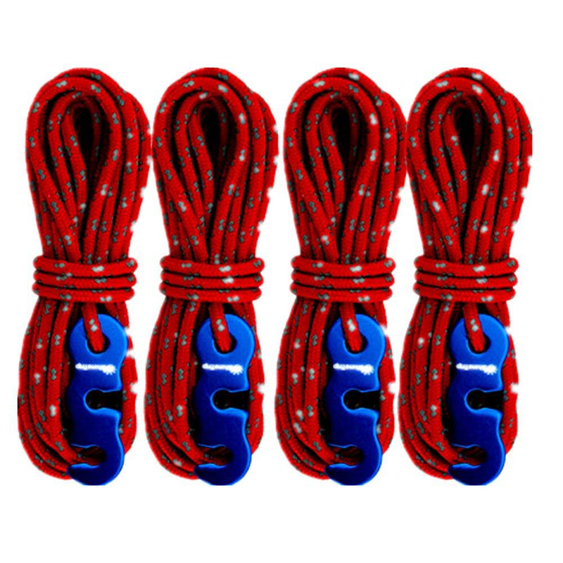 [AUSTRALIA] - DPLUS Fast Adjuster Wind Rope Reflective Nylon Cord-Pack of 4-Tent Guyline Rope for Camping Tent, Highly Visible for Nighttime Safey Red 