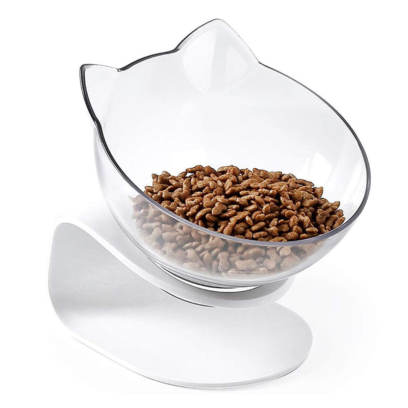 Luck Dawn Cat Elevated Bowl with Raised Stand, 15 Degree Tilted Design Neck Guard Stand Raised Pet Food Water Feeder Bowl for Cats or Small Dogs Clear - BeesActive Australia