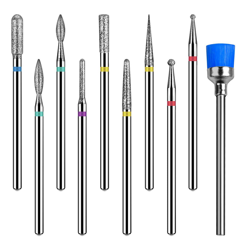 Nail Drill Bits Set - Cuticle Nail Bits 10PCS 3/32 inch Drill Bits for Remove Acrylic Gel Nails Drill Bit by INFELING, Manicure Pedicure Home Salon Use - BeesActive Australia