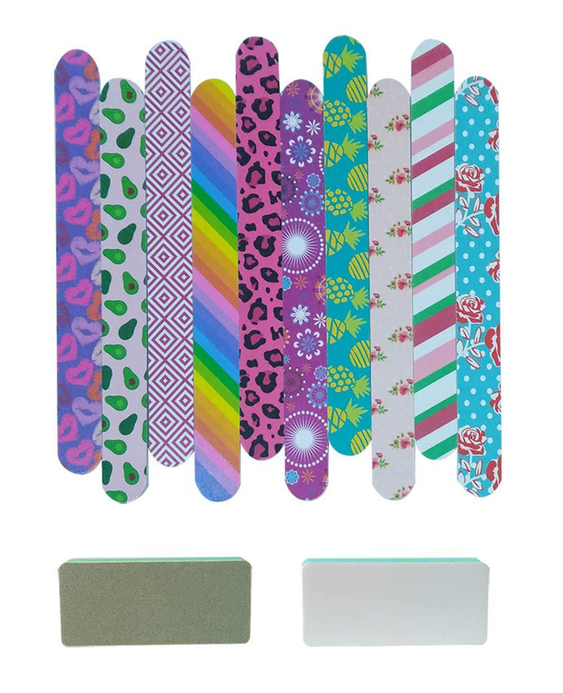 Nail Files and Buffer Professional Manicure Kit 150/150 Grit Colorful Emery Boards Double Sided with Buffer Polishing Block Art Care Tools Set for Acrylic Poly Natural Nails 20+2PCS mixed colors - BeesActive Australia