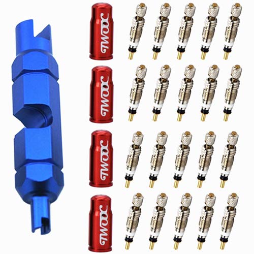 Aracey 20 Pieces Presta Valve Core 4 Pieces Alloy Presta Valve Caps with Valve Core Remover Tool - BeesActive Australia