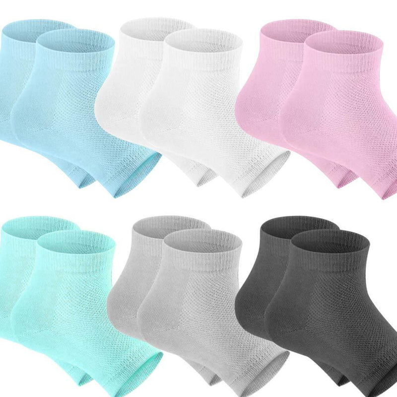 Vtrem Moisturizing Socks 6 Colors Gel Heel Socks for Dry Cracked Feet Washable & Reusable Mesh Heel Sleeves Toe Open Helps Repair Dry Heels, Rough Calluses, Dry Skin for Man Women - BeesActive Australia