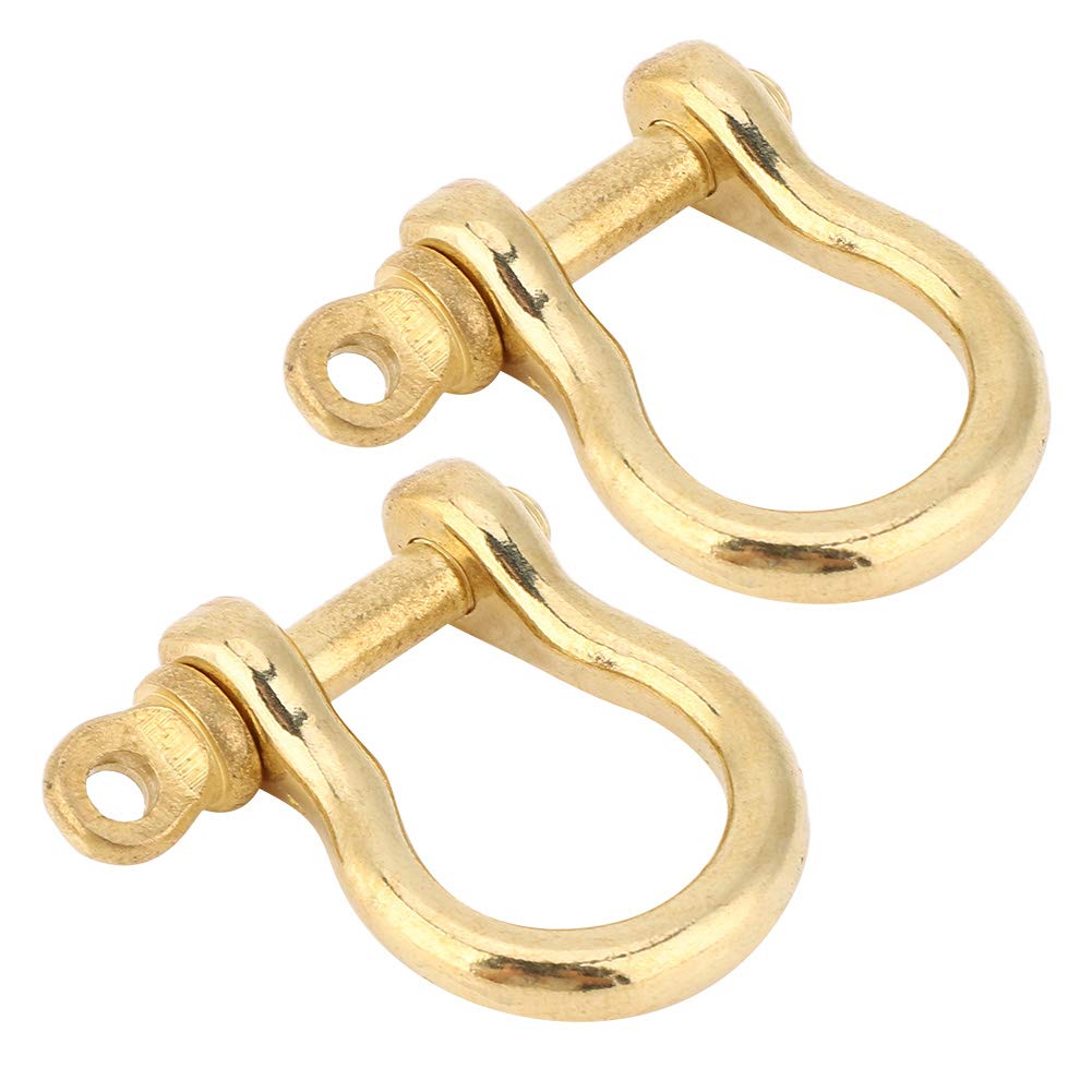 Hztyyier 2Pcs D-Ring Shackle Pure Brass Screw Pin Anchor Shackle Bow Shackle U Type Fob KeyHook, 10mm - BeesActive Australia