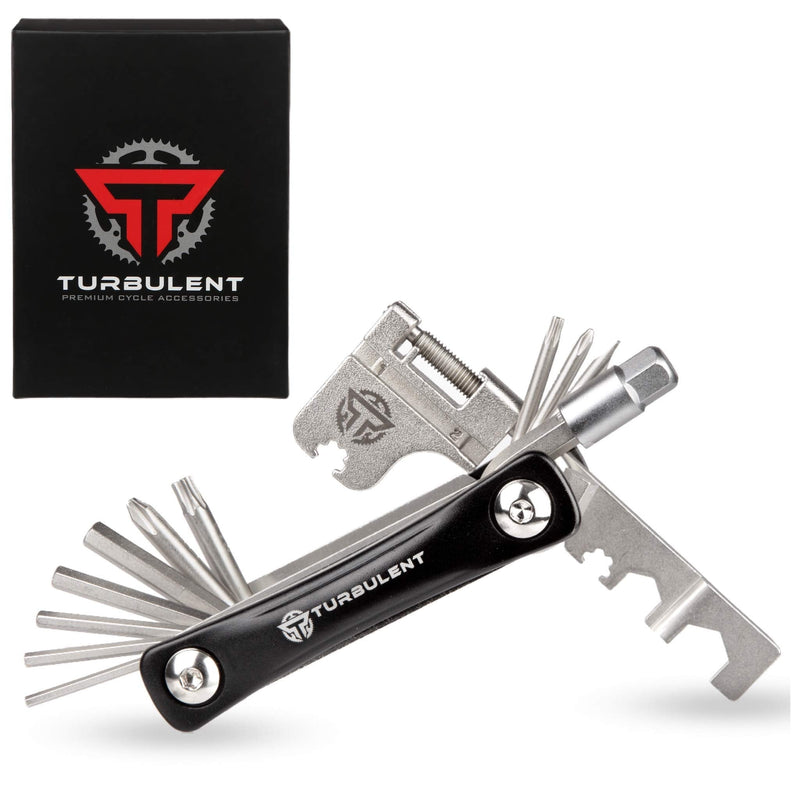 Turbulent Universal Bike Multitool - The Ultimate 23 in 1 Portable Sized Tool Kit with Chain Breaker, Allen Keys, Spoke Tool and More - Heavy Duty Multi Function Bicycle Repair Tools - BeesActive Australia
